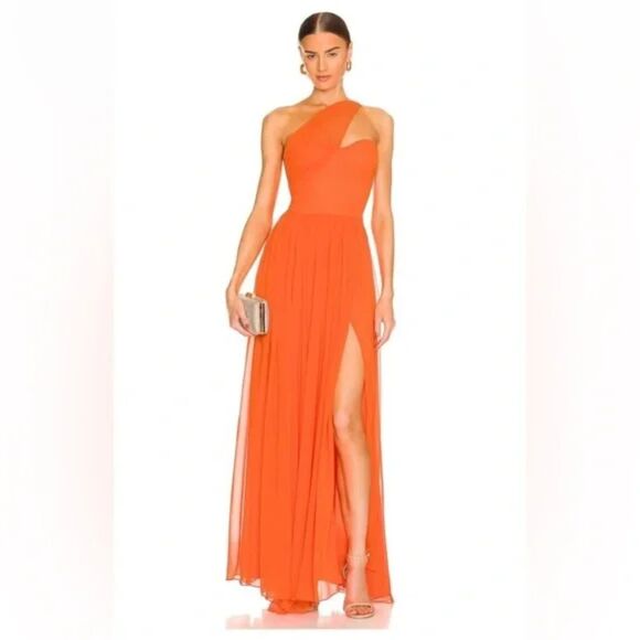 Yaura Imade Dress in Orange Pleated Maxi Size UK 8/US Small NWT - Picture 1 of 11